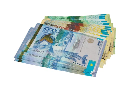 Money of Kazakhstan , Tenge. Close-up, isolated on a white background.