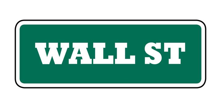 New York Wall street sign; isolated on white background.