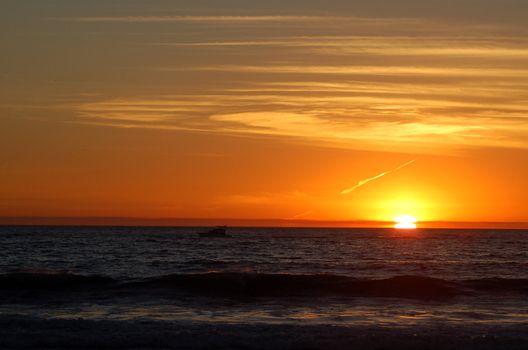 sunset view on a sea beach in evening