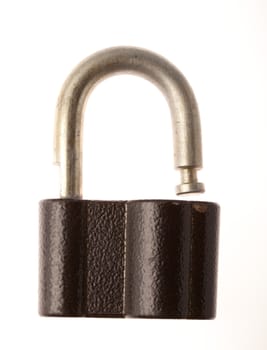 Old metal padlock isolated on a white background