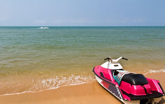 Water scooters on the beach