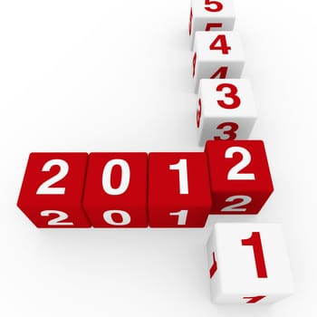 2011 2012 happy new year red 3d cube