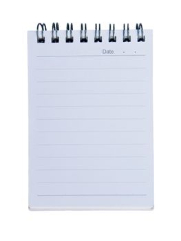 Small spiral lined notebook on white background