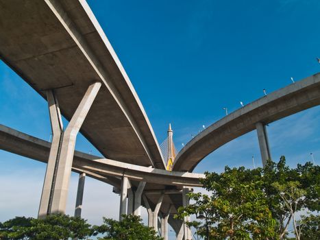 Bhumibol Bridge also casually call as Industrial Ring Road Bridge, Samut Prakarn,Thailand