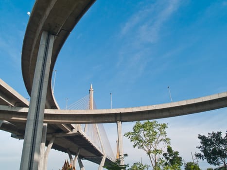 Bhumibol Bridge also casually call as Industrial Ring Road Bridge, Samut Prakarn,Thailand