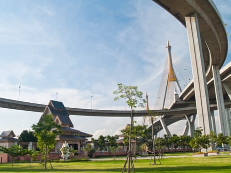 Bhumibol Bridge also casually call as Industrial Ring Road Bridge, Samut Prakarn,Thailand