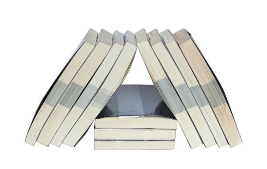 Isolated real books arrange in triangle