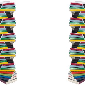 Isolated twisted towers of colorful real books