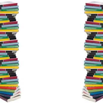Isolated twisted towers of colorful real books