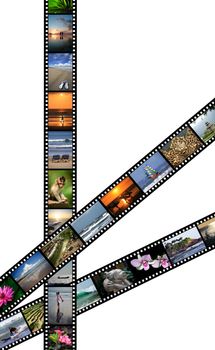 Film strips with travel photos. Indonesia, Island Bali. All photos taken by me, filmstrip illustration made by me.