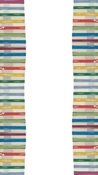 Isolated tower of colorful real books
