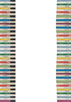 Isolated tower of colorful real books