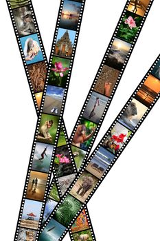 Film strips with travel photos. Indonesia