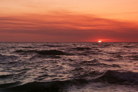 Sunset at the Caspian Sea in August.