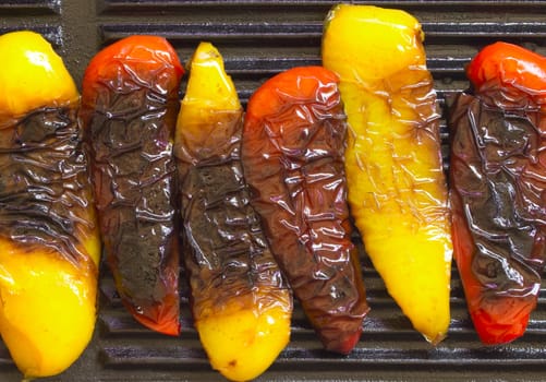 close up of grilled bell peppers