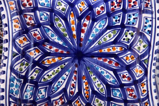 Tunisian colorful oriental pottery, detail