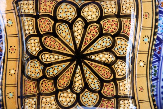 Tunisian colorful oriental pottery, detail