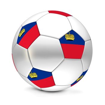 shiny football/soccer ball with the flag of Liechtenstein on the pentagons