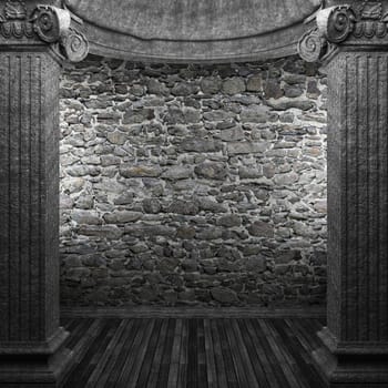 stone columns and wall made in 3D