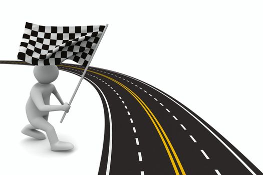 asphalted road on white. Isolated 3D image