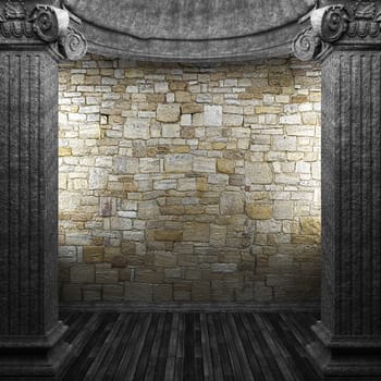 stone columns and wall made in 3D