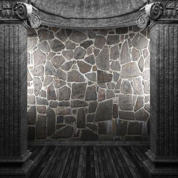 stone columns and wall made in 3D