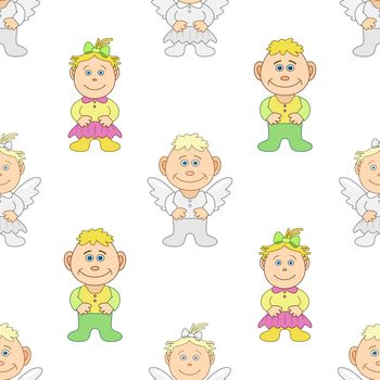 seamless background, children's and angels, boys and girls