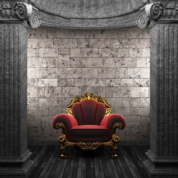 stone columns and chair made in 3D