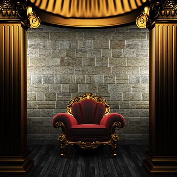 bronze columns and chair made in 3D