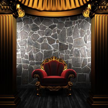 bronze columns and chair made in 3D