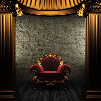 bronze columns and chair made in 3D