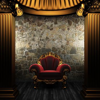 bronze columns and chair made in 3D