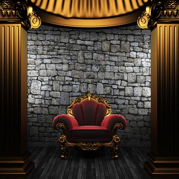 bronze columns and chair made in 3D