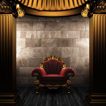 bronze columns and chair made in 3D