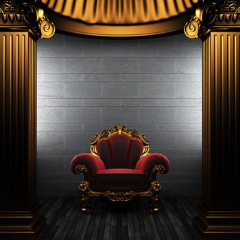 bronze columns and chair made in 3D