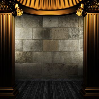bronze columns and wall made in 3D