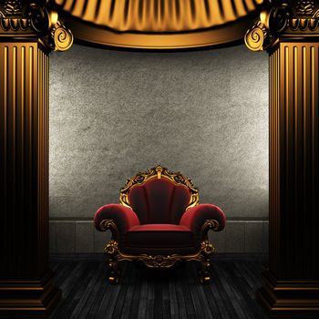 bronze columns and chair made in 3D