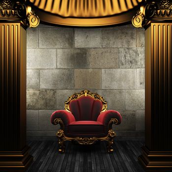 bronze columns and chair made in 3D