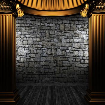 bronze columns and wall made in 3D