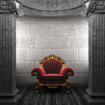 stone columns and chair made in 3D