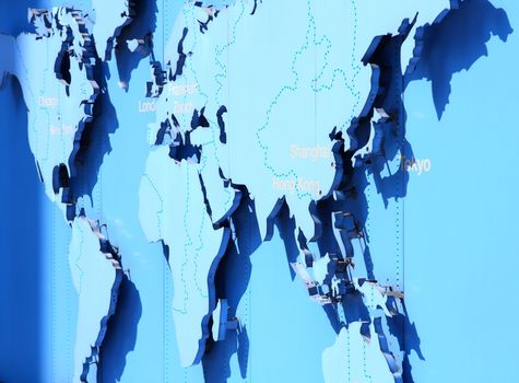 world map in blue 