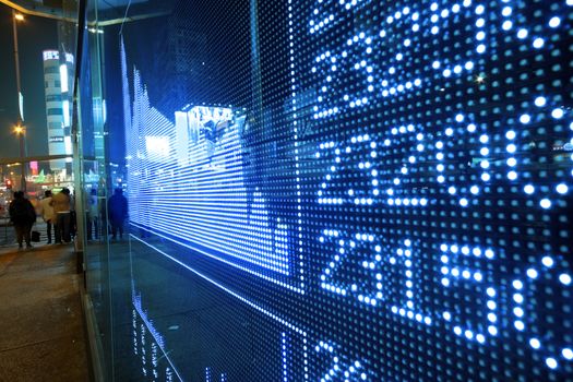 Stock ticker board at the stock exchange , outdoor 
