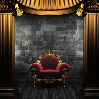 bronze columns and chair made in 3D