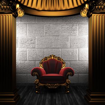 bronze columns and chair made in 3D