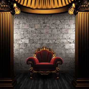 bronze columns and chair made in 3D
