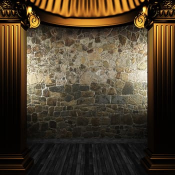 bronze columns and wall made in 3D