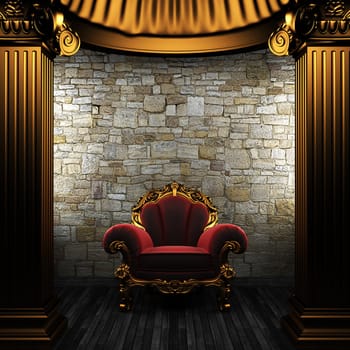 bronze columns and chair made in 3D