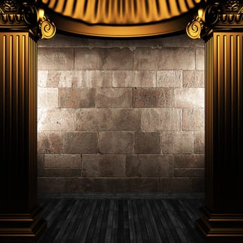 bronze columns and wall made in 3D