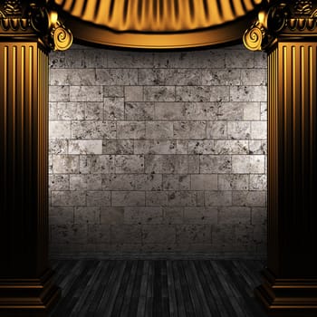 bronze columns and wall made in 3D