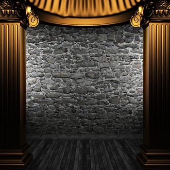 bronze columns and wall made in 3D